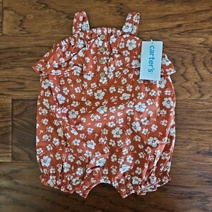 NEW Carter's 3 Month Red White Floral Sleeveless Romper